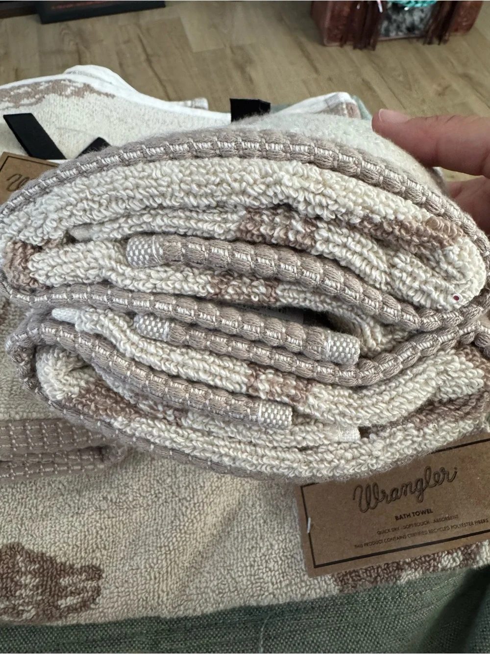 Wrangler Beige and Brown Steer Skull Motif Towel Set